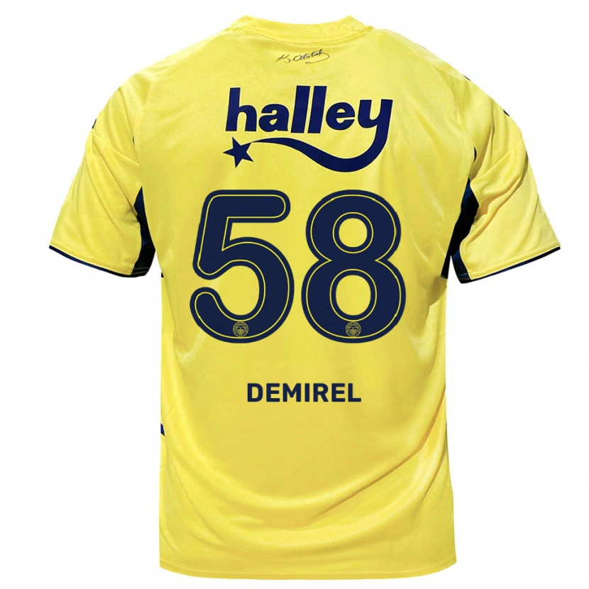 Danxen Kid Görkem Demirel #58 Yellow Navy Away Jersey 2025/26 T-Shirt