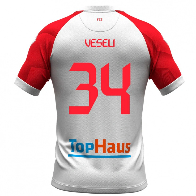 Danxen Men Frédéric Veseli #34 White Red Home Jersey 2025/26 T-Shirt