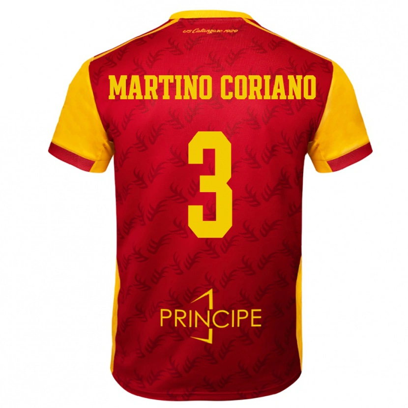 Danxen Men Matteo Martino Coriano #3 Yellow Red Home Jersey 2025/26 T-Shirt