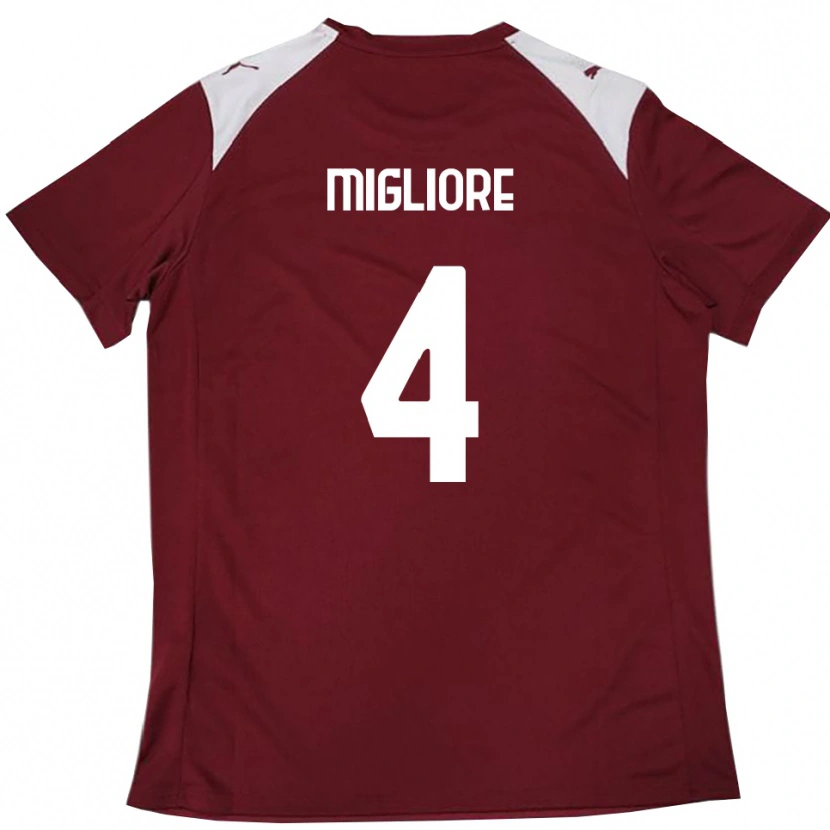 Danxen Men Lorenzo Migliore #4 Burgundy White Home Jersey 2025/26 T-Shirt
