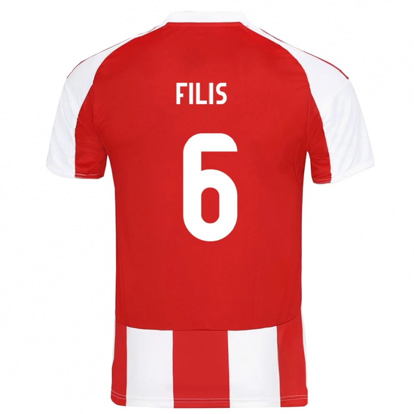 Danxen Men Christos Filis #6 Red White Home Jersey 2025/26 T-Shirt