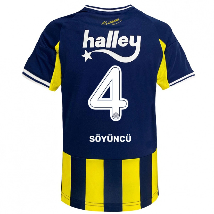 Danxen Men Çağlar Söyüncü #4 Yellow Navy White Home Jersey 2025/26 T-Shirt