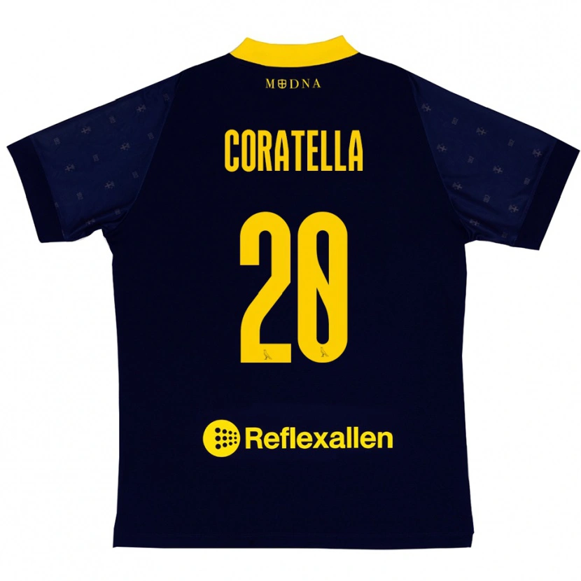Danxen Men Fabio Coratella #20 Navy Yellow Away Jersey 2025/26 T-Shirt