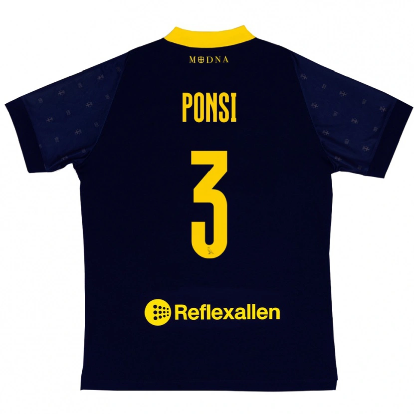 Danxen Men Fabio Ponsi #3 Navy Yellow Away Jersey 2025/26 T-Shirt