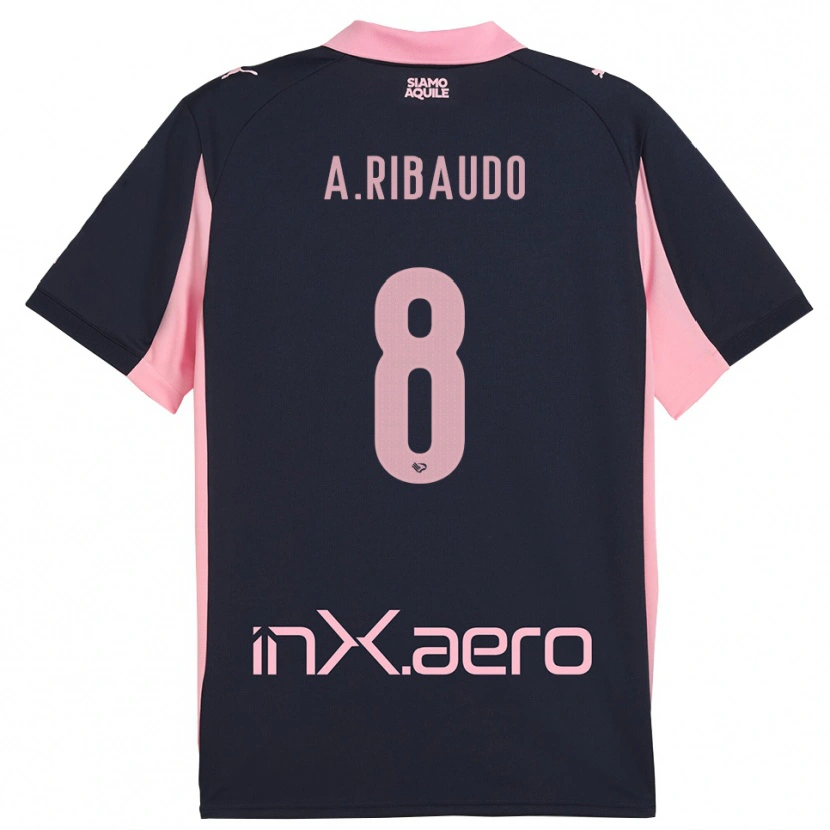 Danxen Men Alessandro Ribaudo #8 Navy Pink Away Jersey 2025/26 T-Shirt