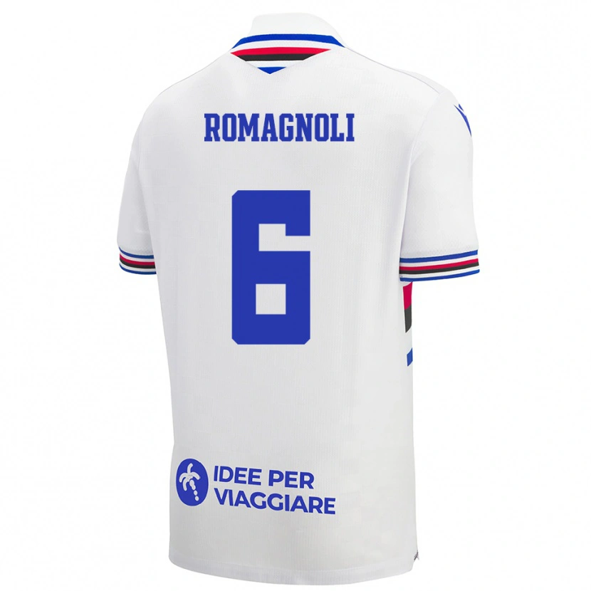 Danxen Men Simone Romagnoli #6 White Blue Red Away Jersey 2025/26 T-Shirt
