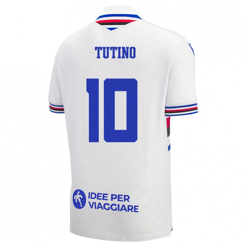 Danxen Men Gennaro Tutino #10 White Blue Red Away Jersey 2025/26 T-Shirt