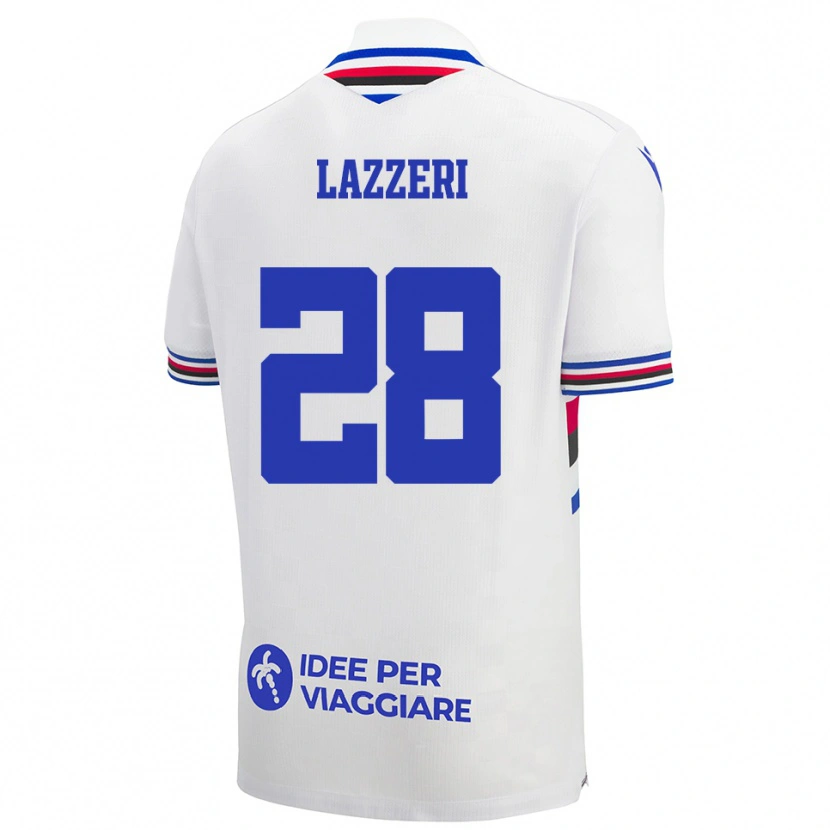 Danxen Men Nicole Lazzeri #28 White Blue Red Away Jersey 2025/26 T-Shirt