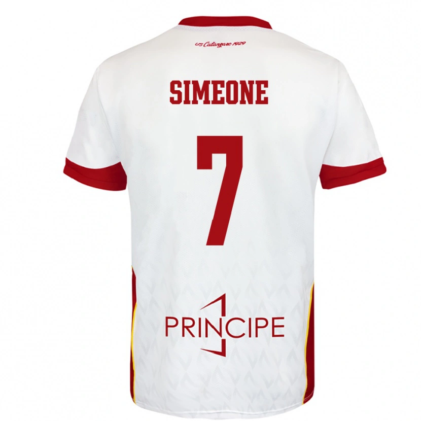 Danxen Men Mattia Simeone #7 White Red Away Jersey 2025/26 T-Shirt
