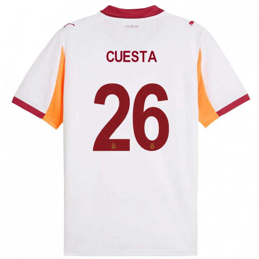 Danxen Men Carlos Cuesta #26 White Red Away Jersey 2025/26 T-Shirt