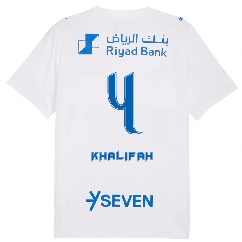 Danxen Men Khalifah Al-Dawsari #4 White Blue Away Jersey 2025/26 T-Shirt