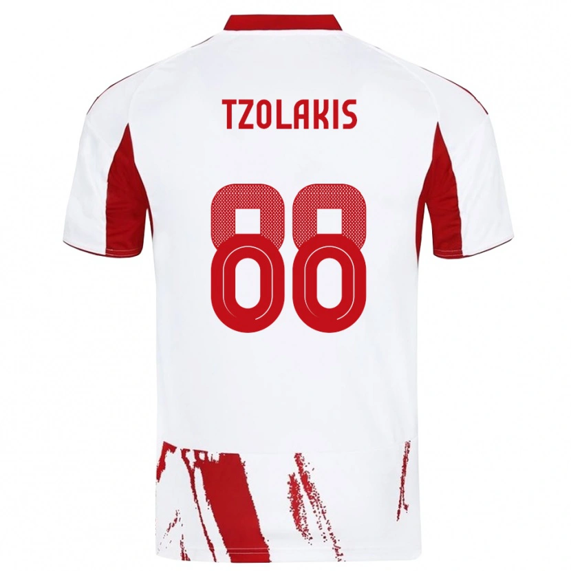 Danxen Men Konstantinos Tzolakis #88 White Red Away Jersey 2025/26 T-Shirt