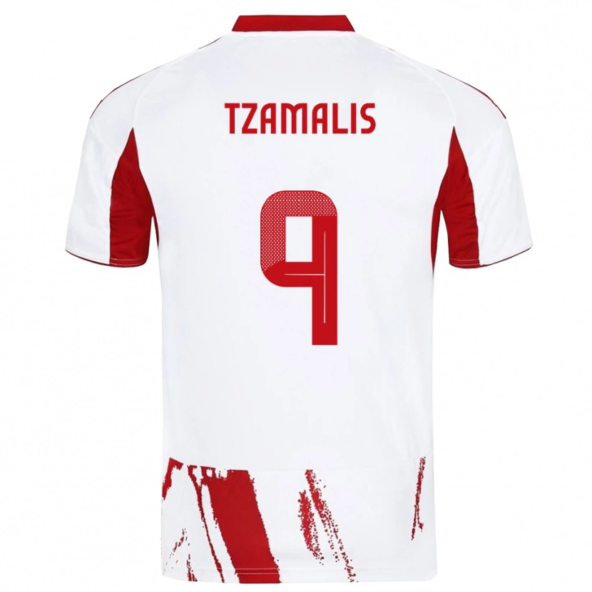 Danxen Men Alexandros Tzamalis #9 White Red Away Jersey 2025/26 T-Shirt