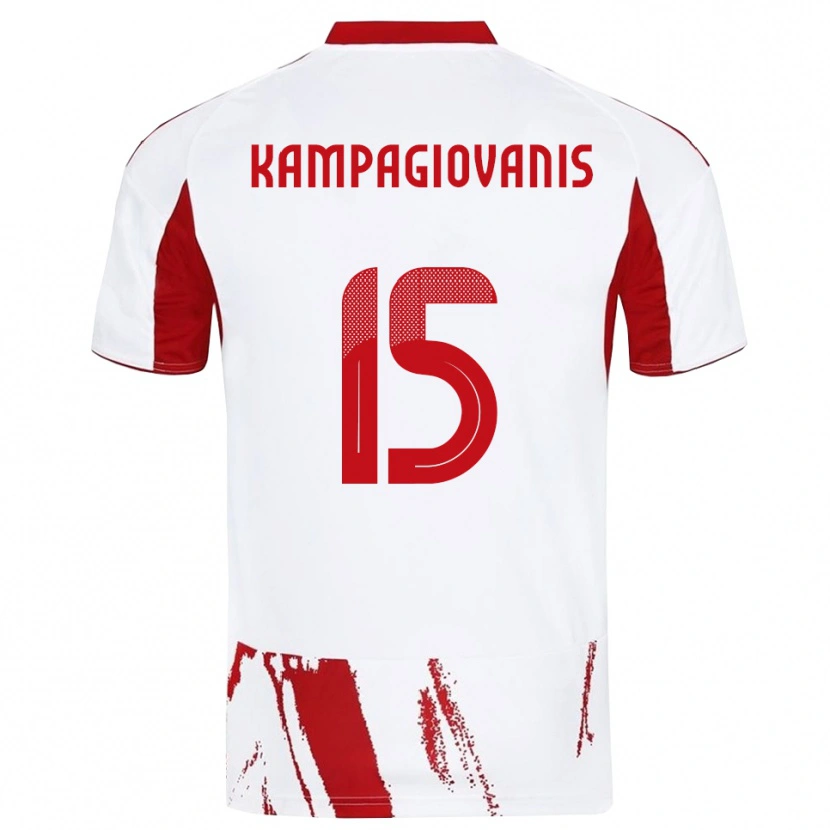 Danxen Men Anastasios Kampagiovanis #15 White Red Away Jersey 2025/26 T-Shirt
