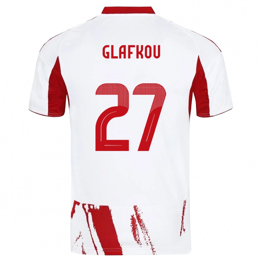 Danxen Men Anastasis Glafkou #27 White Red Away Jersey 2025/26 T-Shirt