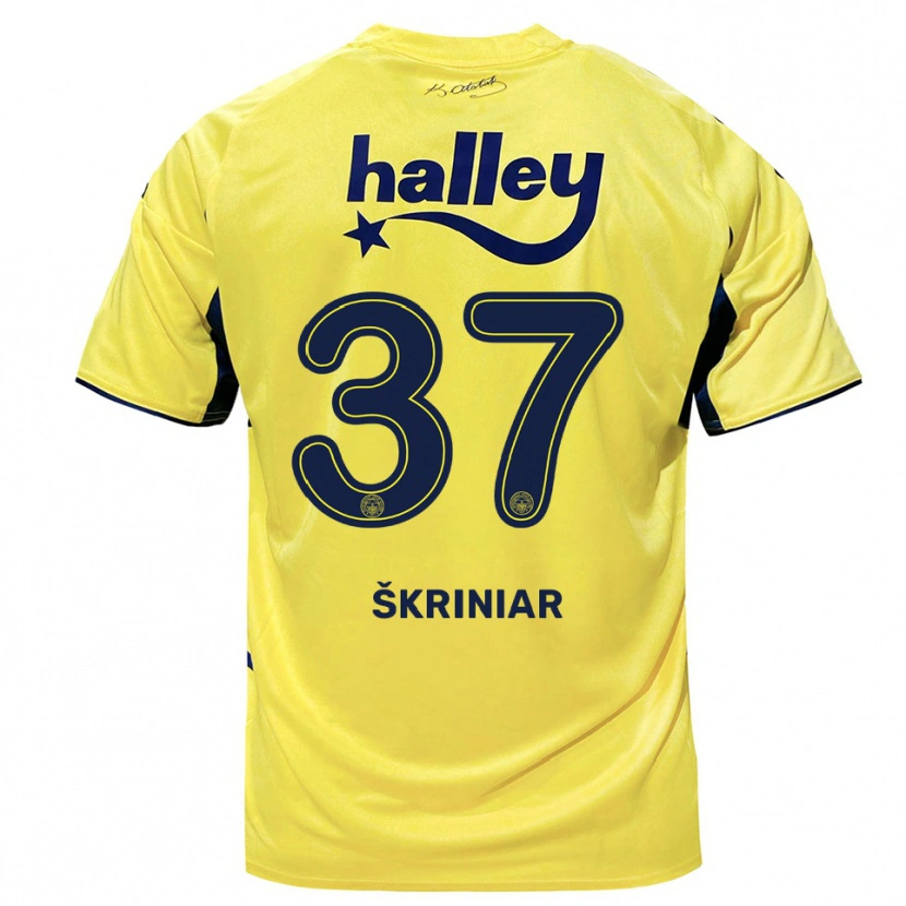 Danxen Men Milan Škriniar #37 Yellow Navy Away Jersey 2025/26 T-Shirt