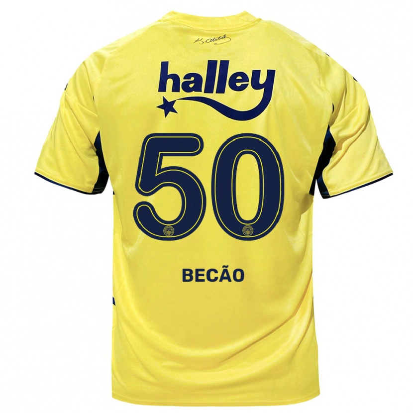 Danxen Men Rodrigo Becão #50 Yellow Navy Away Jersey 2025/26 T-Shirt