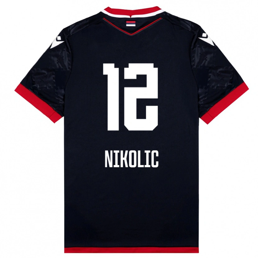 Danxen Men Uros Nikolic #12 Black Red Away Jersey 2025/26 T-Shirt