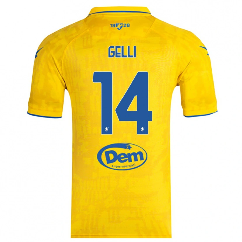 Danxen Women Francesco Gelli #14 Yellow Blue Home Jersey 2025/26 T-Shirt
