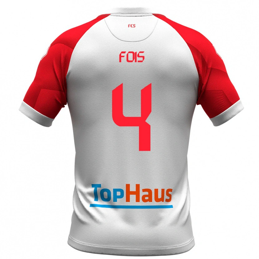 Danxen Women Daniel Fois #4 White Red Home Jersey 2025/26 T-Shirt