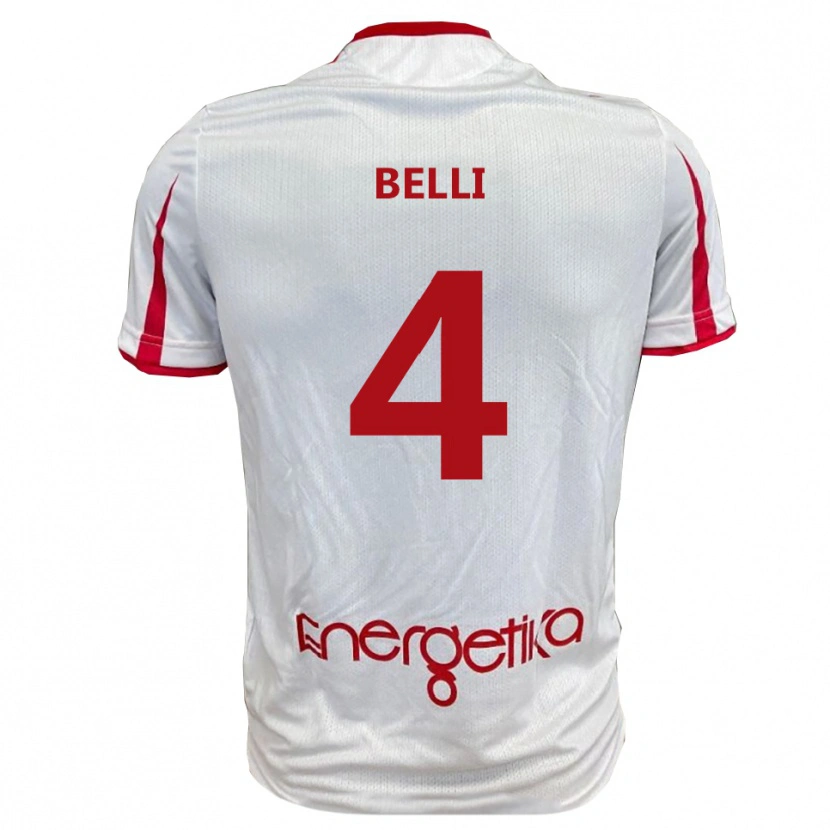 Danxen Women Francesco Belli #4 White Red Home Jersey 2025/26 T-Shirt