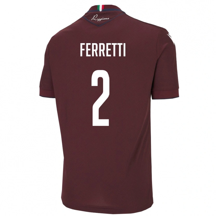Danxen Women Nicolò Ferretti #2 Burgundy White Home Jersey 2025/26 T-Shirt
