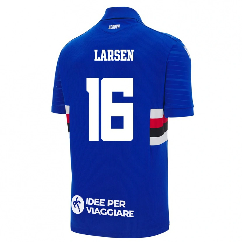 Danxen Women Kathrine Østergaard Larsen #16 Blue White Home Jersey 2025/26 T-Shirt