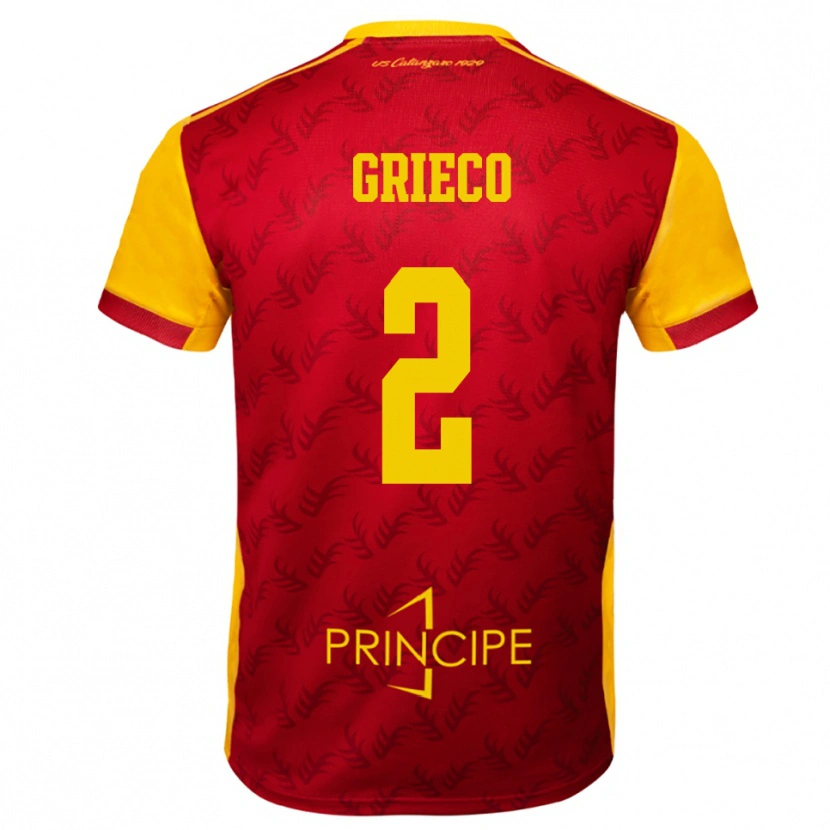 Danxen Women Salvatore Grieco #2 Yellow Red Home Jersey 2025/26 T-Shirt