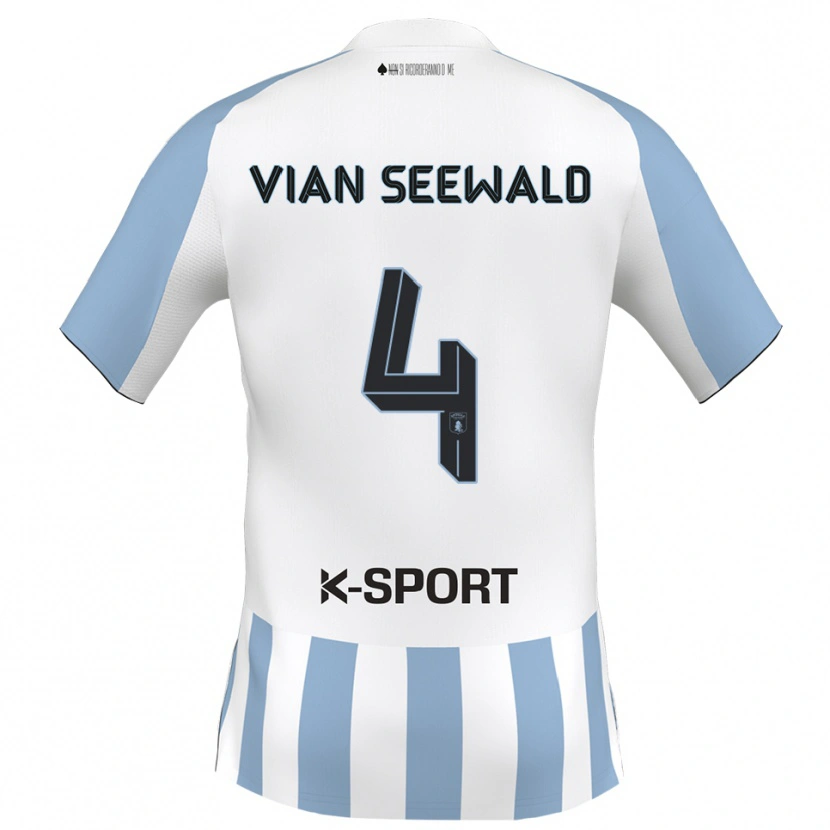 Danxen Women Pedro Vian Seewald #4 White Sky Blue Home Jersey 2025/26 T-Shirt