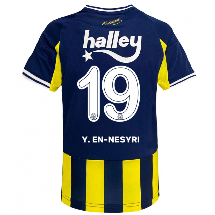 Danxen Women Youssef En-Nesyri #19 Yellow Navy White Home Jersey 2025/26 T-Shirt