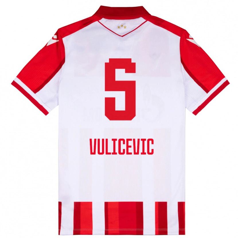 Danxen Women Ognjen Vulicevic #5 Red White Home Jersey 2025/26 T-Shirt
