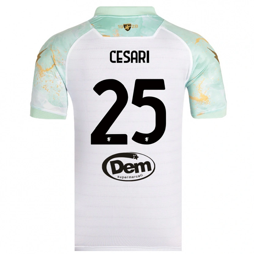 Danxen Women Nicolò Cesari #25 White Black Away Jersey 2025/26 T-Shirt