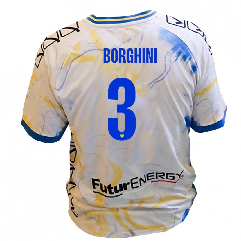 Danxen Women Giacomo Borghini #3 White Yellow Blue Away Jersey 2025/26 T-Shirt