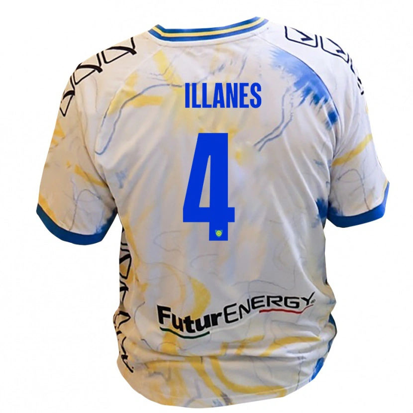 Danxen Women Julián Illanes #4 White Yellow Blue Away Jersey 2025/26 T-Shirt