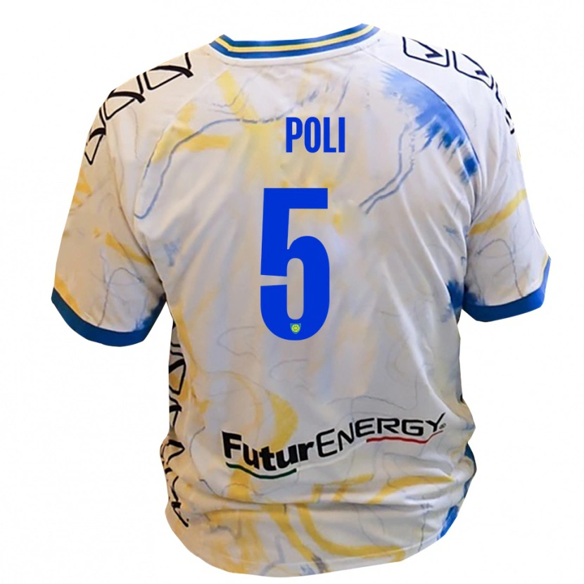 Danxen Women Lorenzo Poli #5 White Yellow Blue Away Jersey 2025/26 T-Shirt