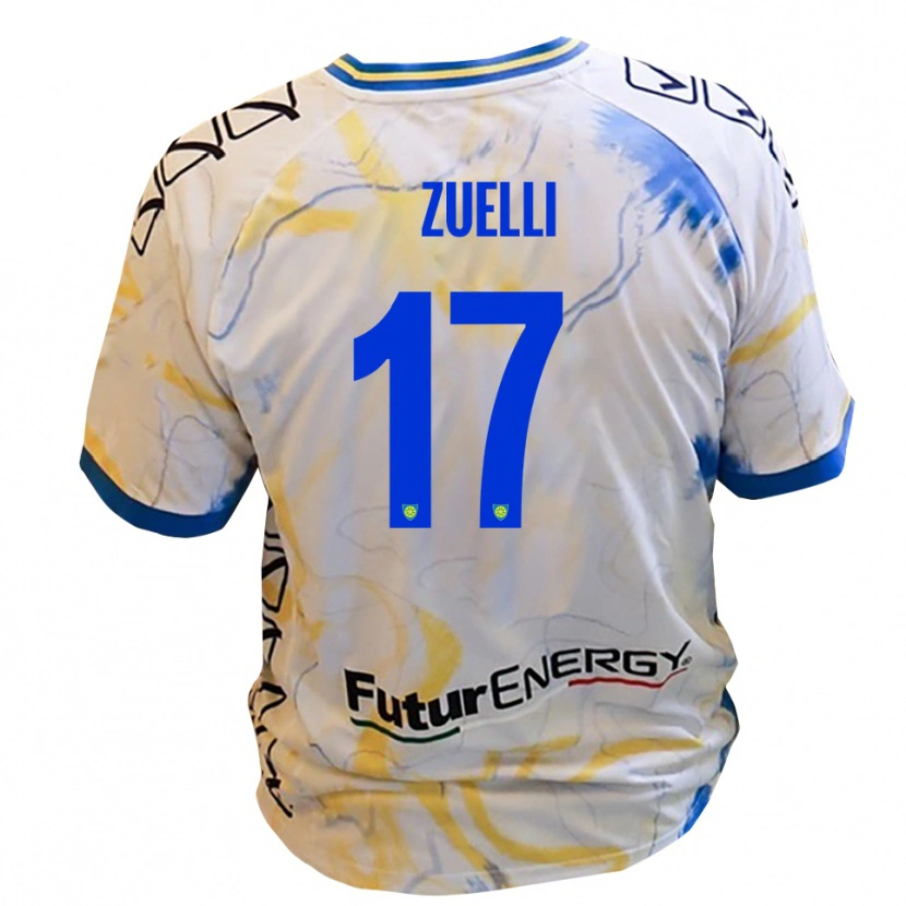 Danxen Women Emanuele Zuelli #17 White Yellow Blue Away Jersey 2025/26 T-Shirt