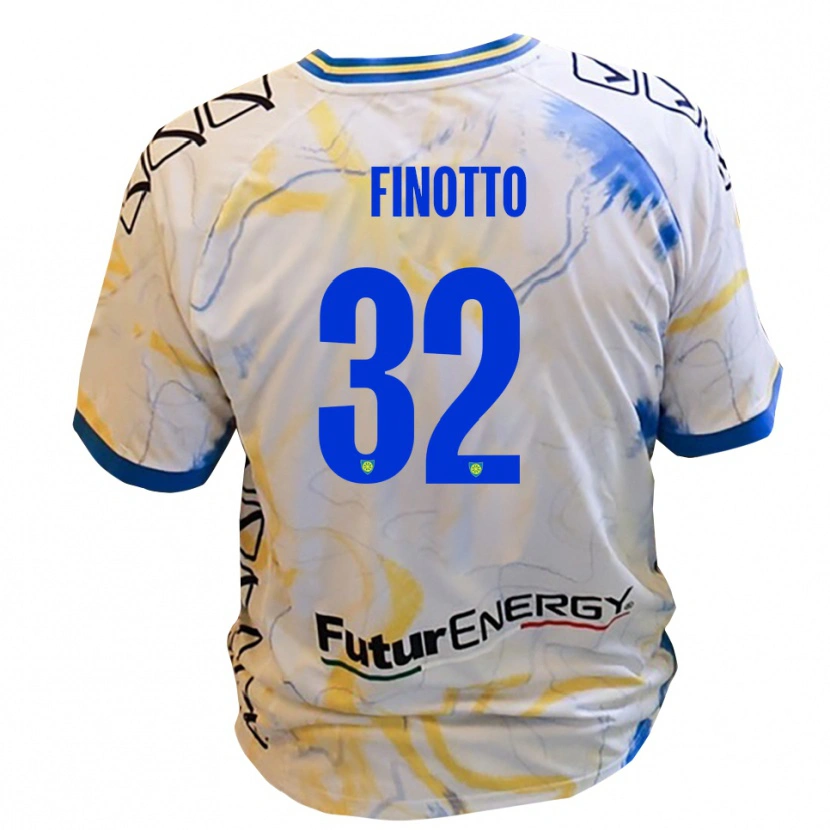 Danxen Women Mattia Finotto #32 White Yellow Blue Away Jersey 2025/26 T-Shirt