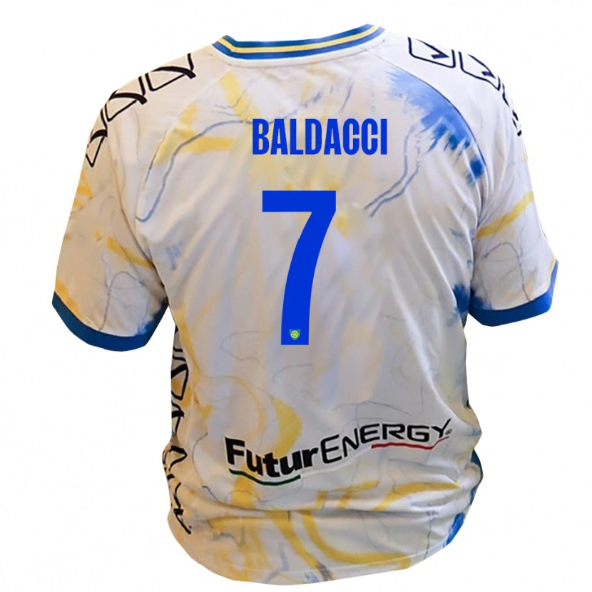 Danxen Women Mattia Baldacci #7 White Yellow Blue Away Jersey 2025/26 T-Shirt