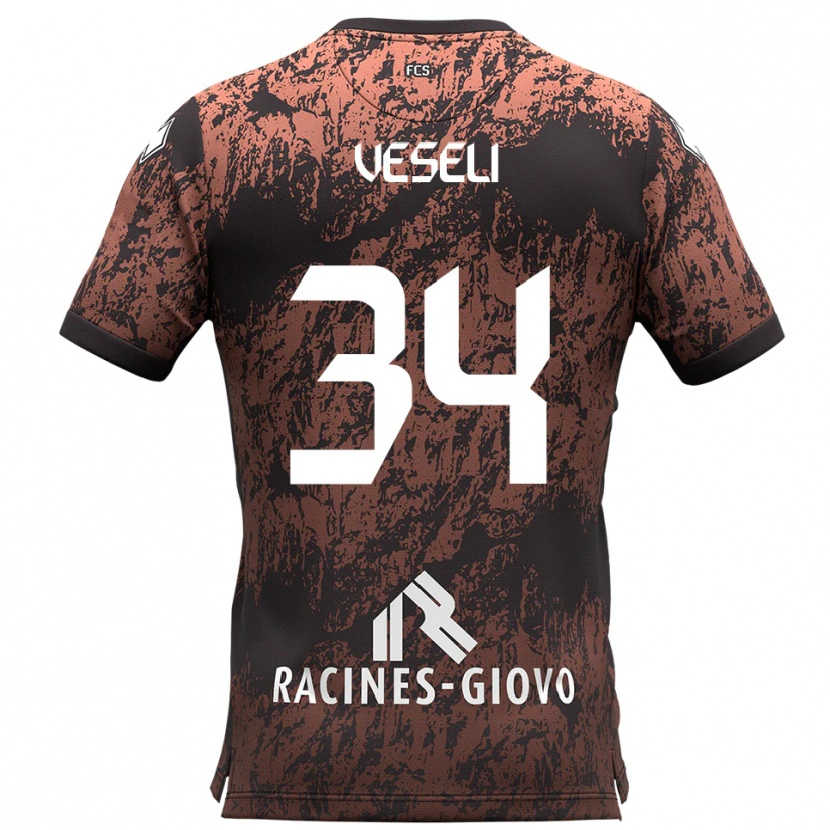 Danxen Women Frédéric Veseli #34 Brown Black Away Jersey 2025/26 T-Shirt