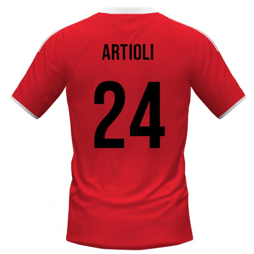 Danxen Women Federico Artioli #24 Red White Away Jersey 2025/26 T-Shirt