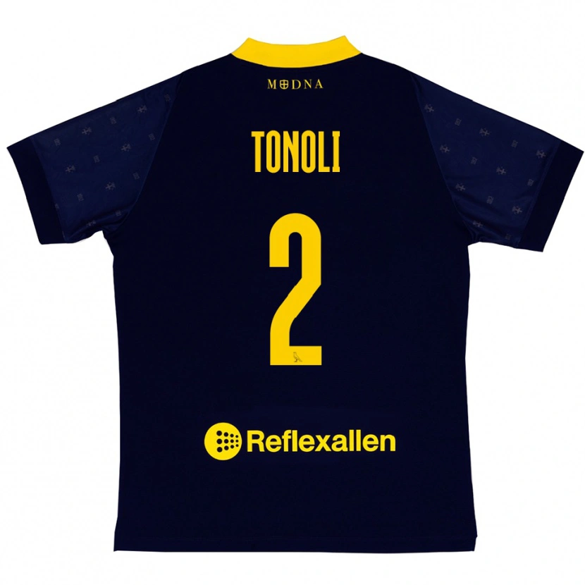 Danxen Women Daniel Tonoli #2 Navy Yellow Away Jersey 2025/26 T-Shirt