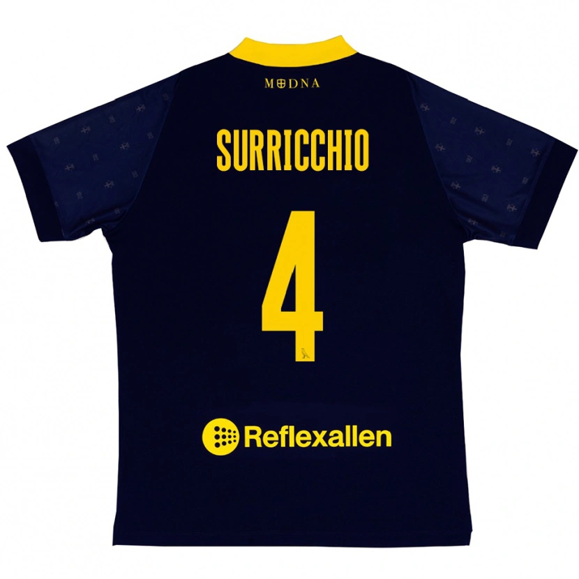 Danxen Women Jacopo Surricchio #4 Navy Yellow Away Jersey 2025/26 T-Shirt