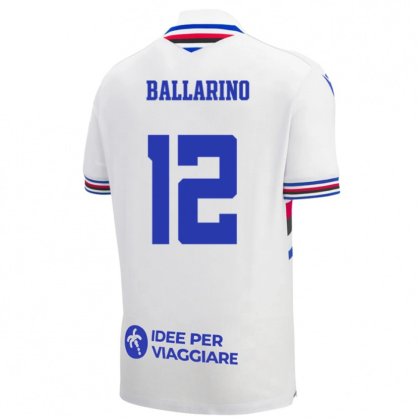 Danxen Women Alessio Ballarino #12 White Blue Red Away Jersey 2025/26 T-Shirt