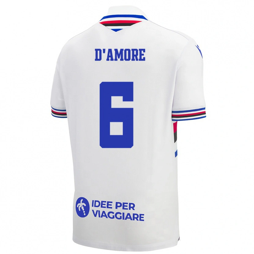 Danxen Women Fabiano D'amore #6 White Blue Red Away Jersey 2025/26 T-Shirt