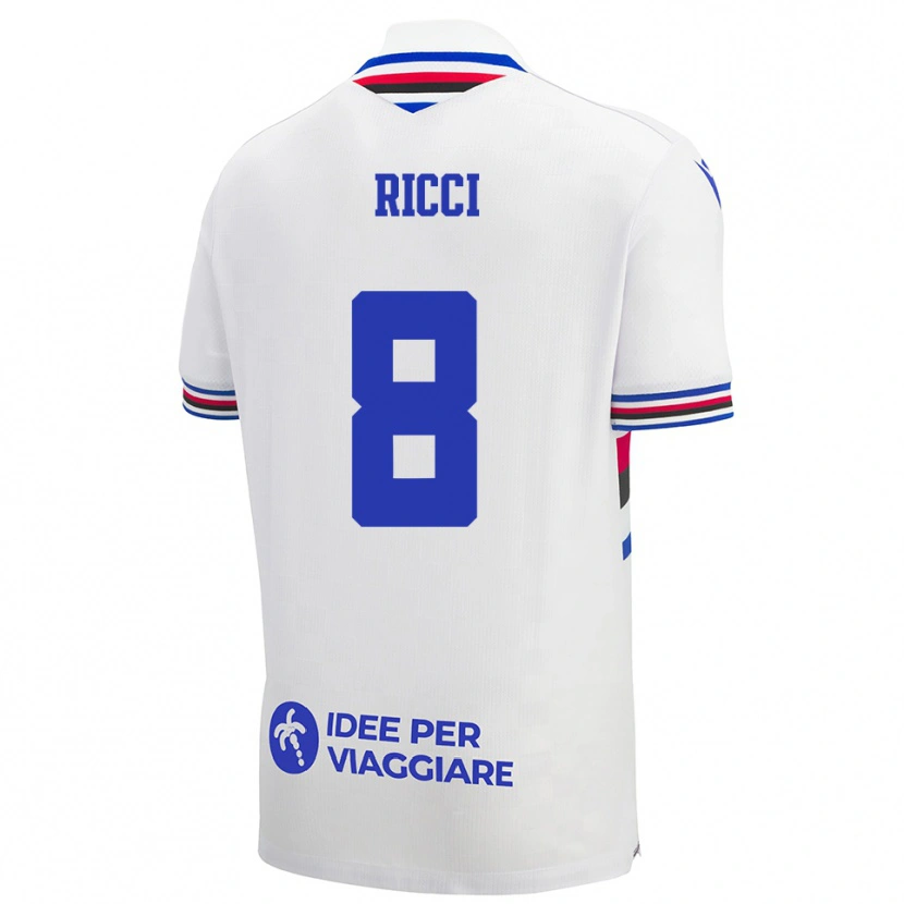 Danxen Women Matteo Ricci #8 White Blue Red Away Jersey 2025/26 T-Shirt