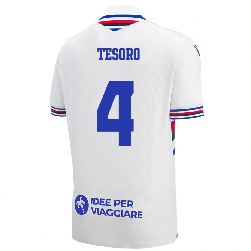 Danxen Women Cristian Tesoro #4 White Blue Red Away Jersey 2025/26 T-Shirt