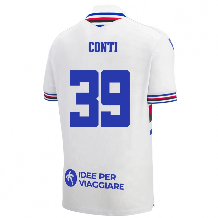 Danxen Women Francesco Conti #39 White Blue Red Away Jersey 2025/26 T-Shirt