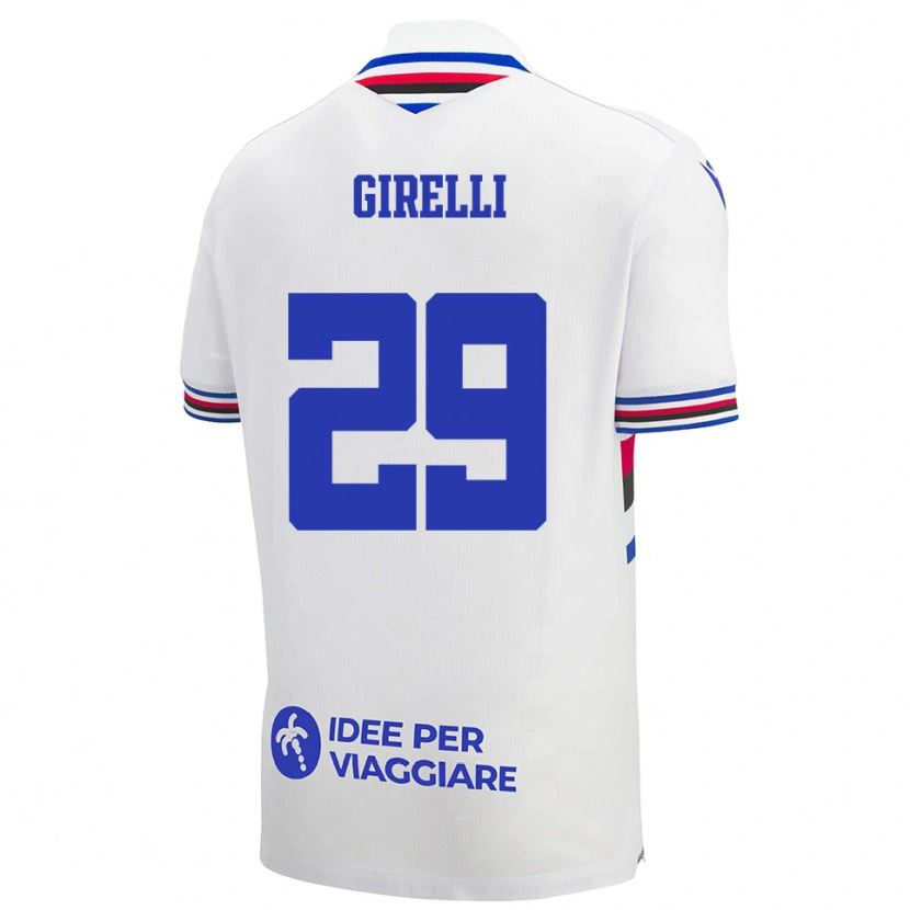 Danxen Women Stefano Girelli #29 White Blue Red Away Jersey 2025/26 T-Shirt