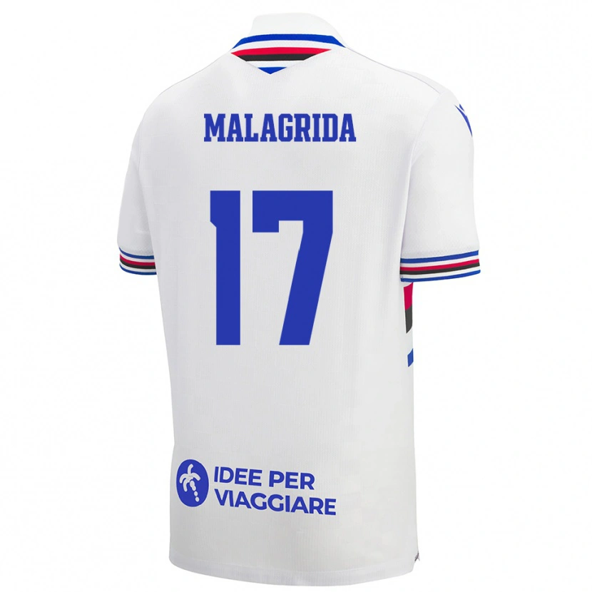 Danxen Women Lorenzo Malagrida #17 White Blue Red Away Jersey 2025/26 T-Shirt