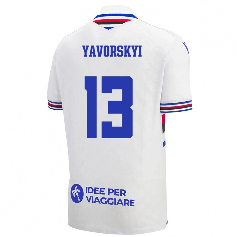 Danxen Women Vladyslav Yavorskyi #13 White Blue Red Away Jersey 2025/26 T-Shirt